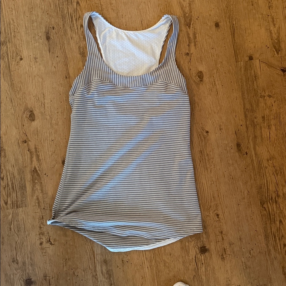 Striped Gray and White Tank Top